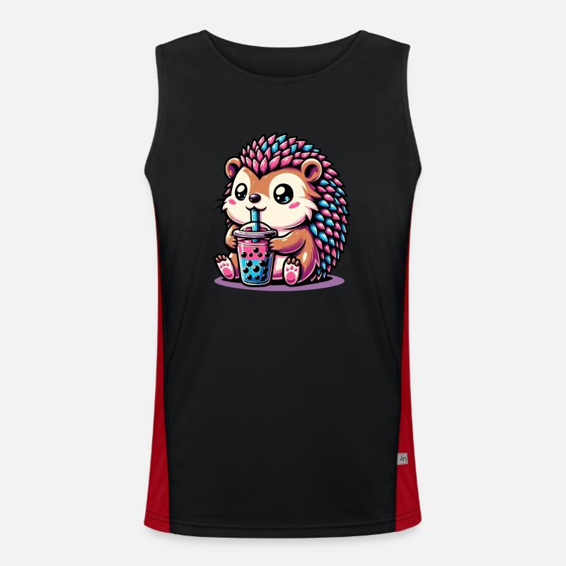Bubble Tea Hedgehog Boba Tea Kawaii Geschenk Funktionelles Kontrast-Tank Top für Männer 