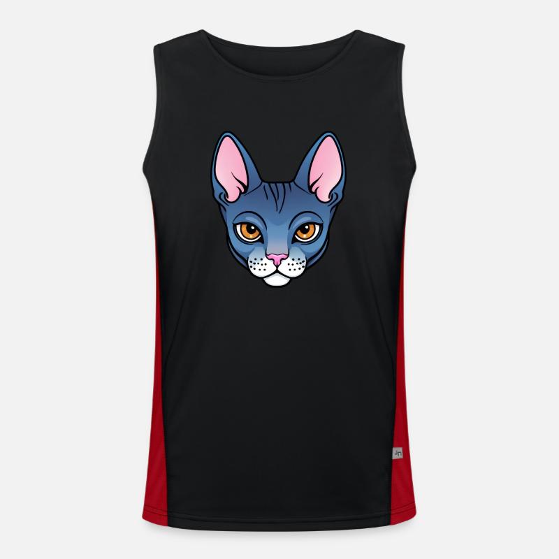 Cool Dessin Animé Sphynx Chat Débardeur respirant contrasté Homme 