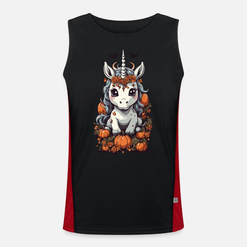 Mignon Halloween Licorne et conception de citrouille Débardeur respirant contrasté Homme 