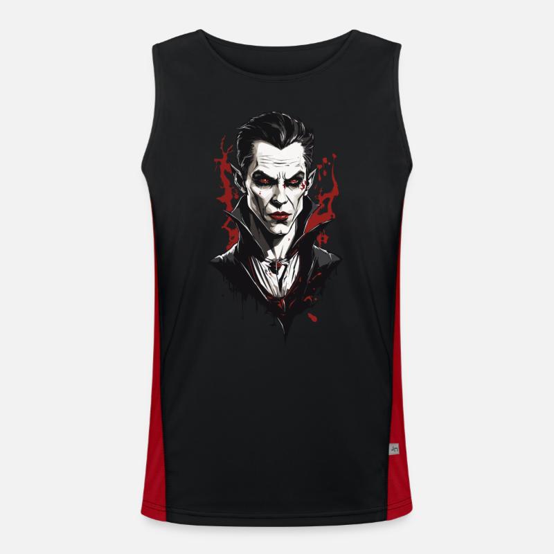 Nostalgic Vampire Halloween Movie Night Design Men's Functional Contrast Tank Top 