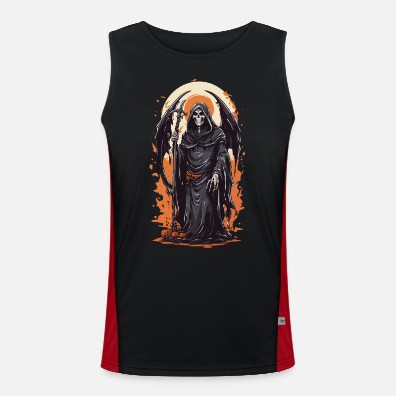 Winged Grim Reaper Halloween Horror Gothic Men's Functional Contrast Tank Top 