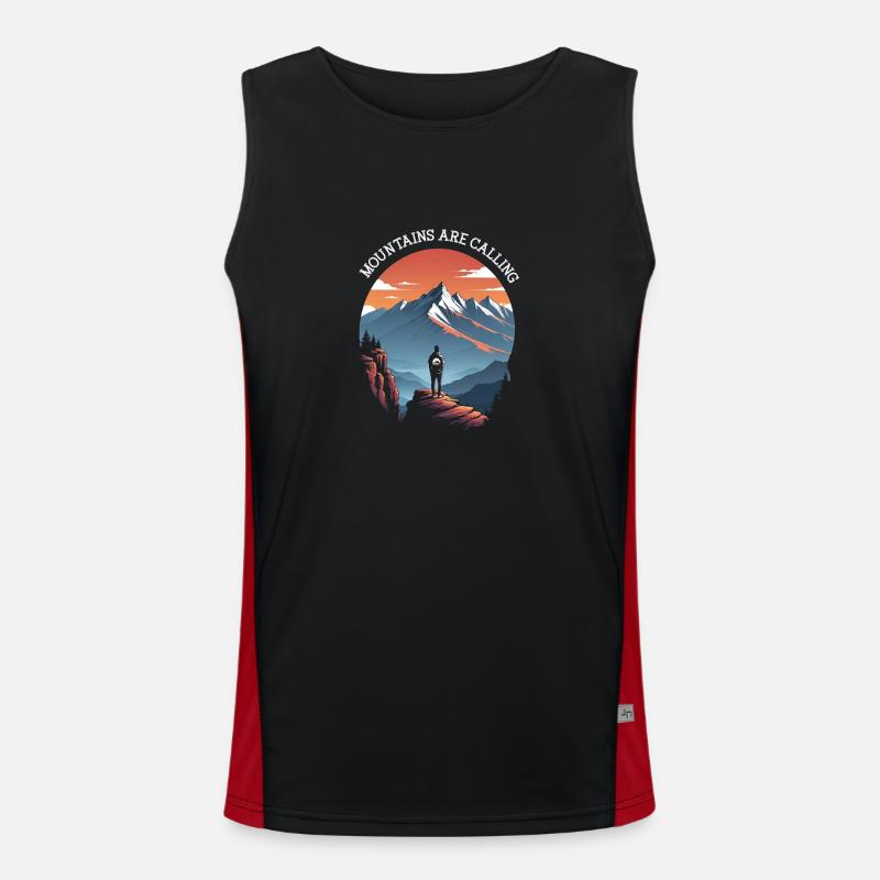 Mountains are calling - Men's Functional Contrast Tank Top - black/red
