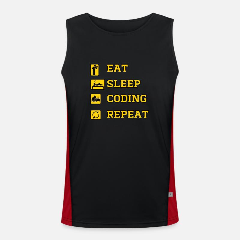 Eat Coding Wiederholung Funktionelles Kontrast-Tank Top für Männer 