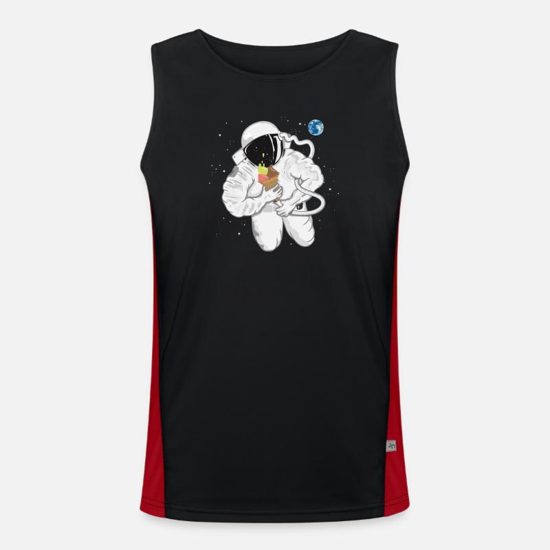 witziger Astronaut mit Eistüte im Weltall Funktionelles Kontrast-Tank Top für Männer 