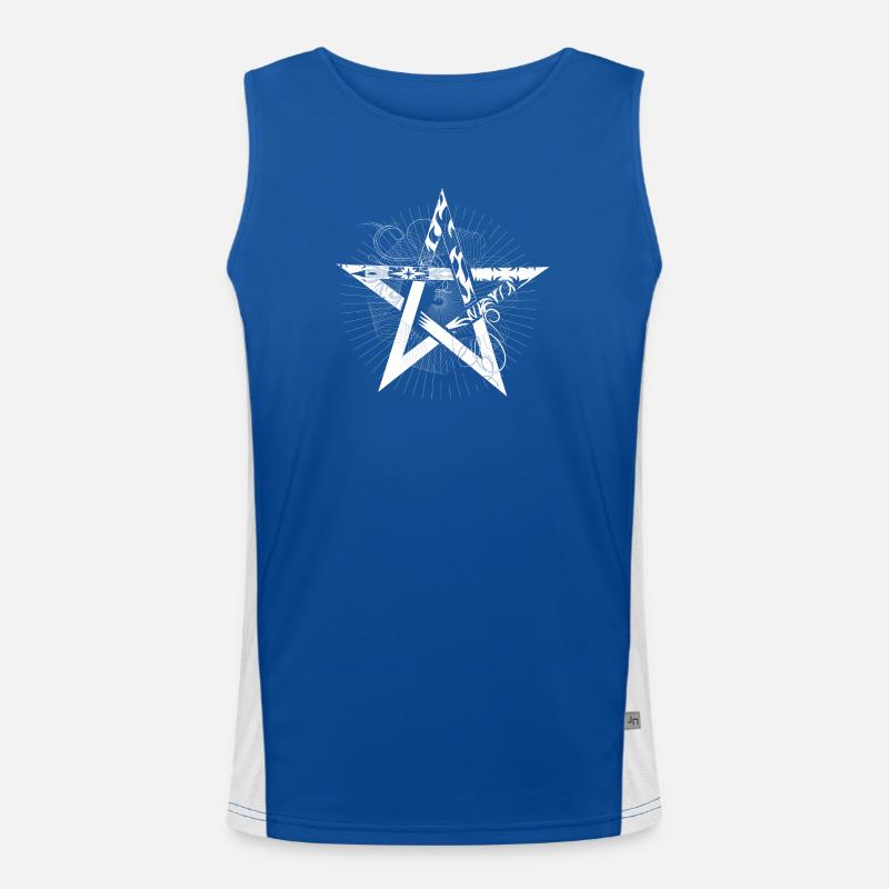 white pentagram with rays Men's Functional Contrast Tank Top 