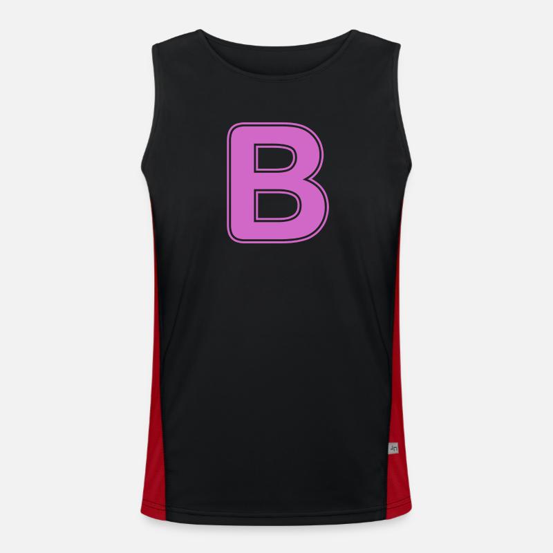 B Buchstabe Alphabet Name Buchstabieren Geschenk Funktionelles Kontrast-Tank Top für Männer 