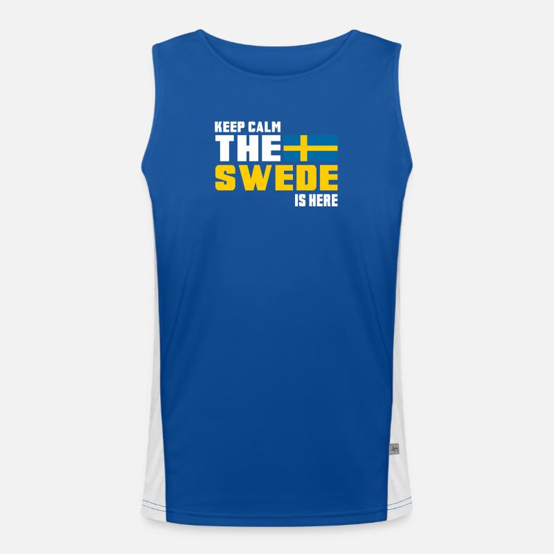 Keep Calm The Swede is Here/ Schweden Geschenk Funktionelles Kontrast-Tank Top für Männer 