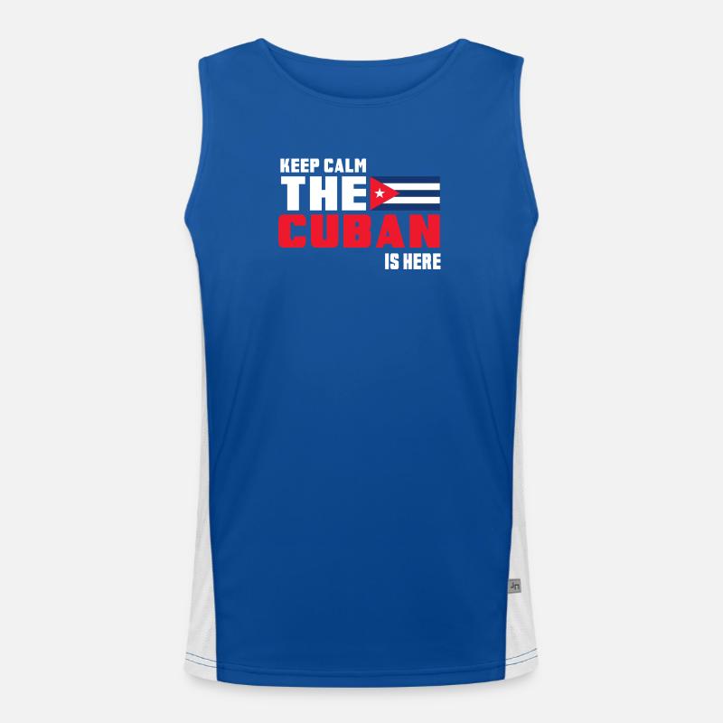 Keep Calm The Cuban is Here Kuba Funktionelles Kontrast-Tank Top für Männer 