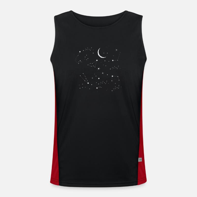 Lunar Night Constellation Pattern - Men's Functional Contrast Tank Top  - black/red