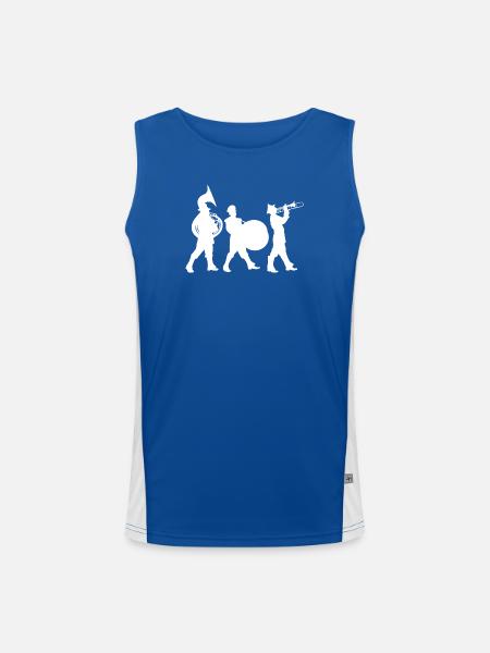 Brass band silhouettes on the street - Men's Functional Contrast Tank Top  - royal/white - Front