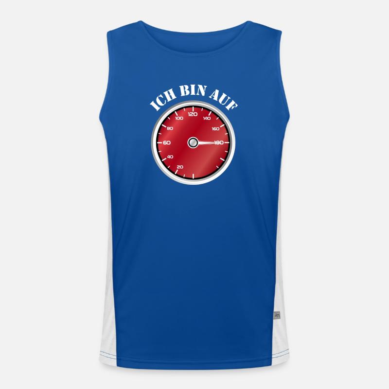 Roter Tacho Ich bin auf Geschwindigkeit Funktionelles Kontrast-Tank Top für Männer 