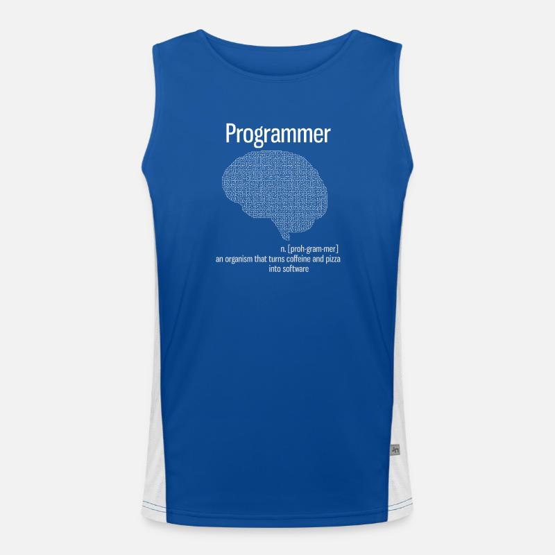 programmer brain pc computer definition pizza lo Men's Functional Contrast Tank Top 