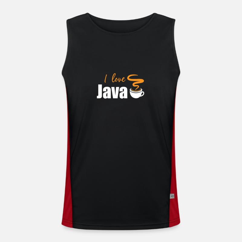I love Java - Men's Functional Contrast Tank Top  - black/red