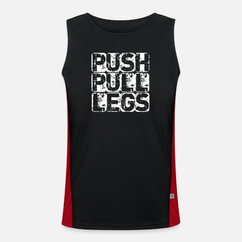 PUSH PULL LEGS - Men's Functional Contrast Tank Top  - black/red