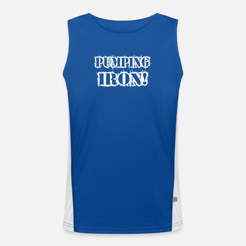 Pumping Iron Grunge Typography Men's Functional Contrast Tank Top 