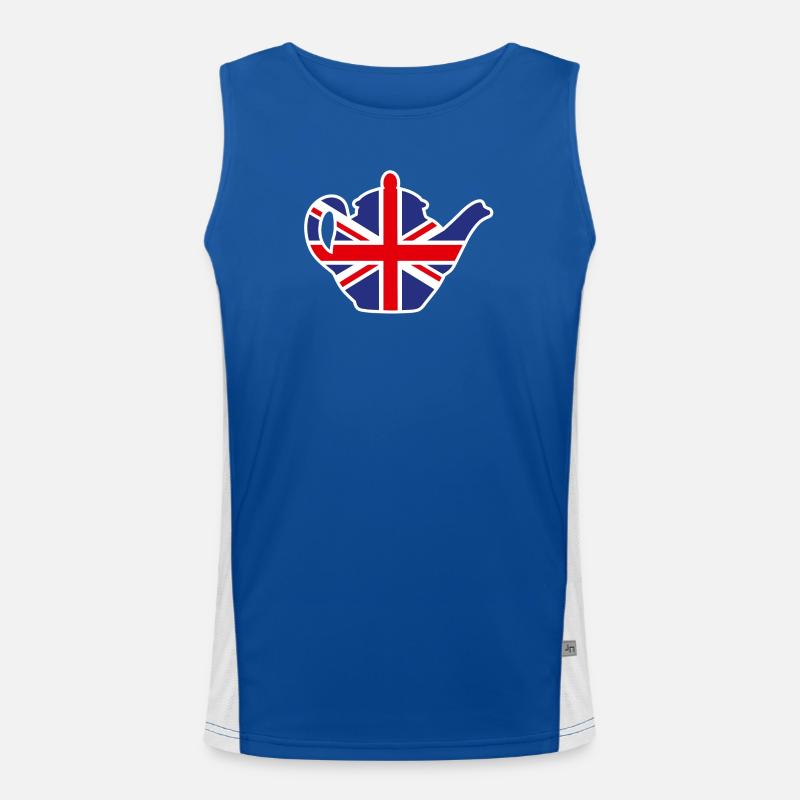 British United Kingdom teapot Union Jack Men's Functional Contrast Tank Top 