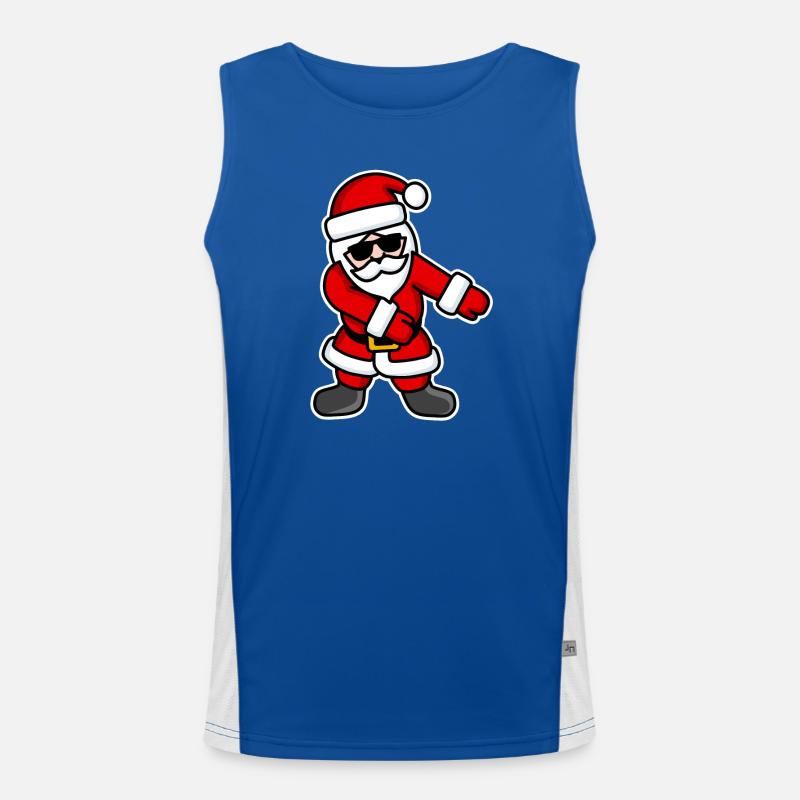 Floss dance Flossing cool Santa Claus Christmas Men's Functional Contrast Tank Top 