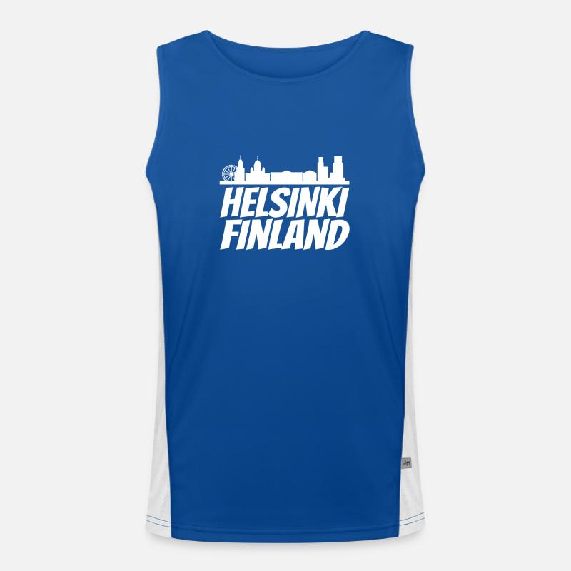 Helsinki Skyline Retro Design Funktionelles Kontrast-Tank Top für Männer 