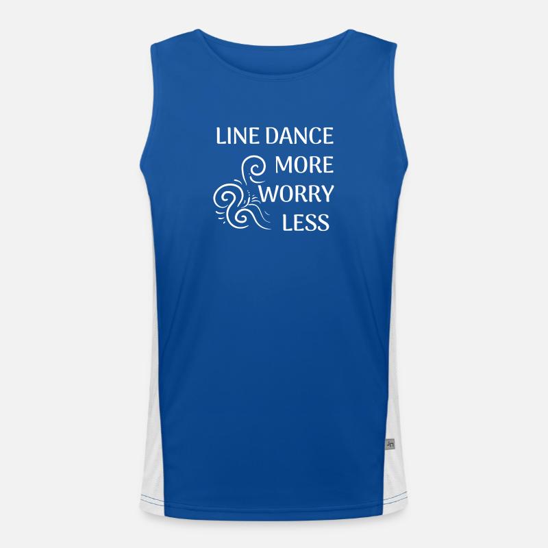 Line Dancer Geschenk: Line Dance more, worry less Funktionelles Kontrast-Tank Top für Männer 