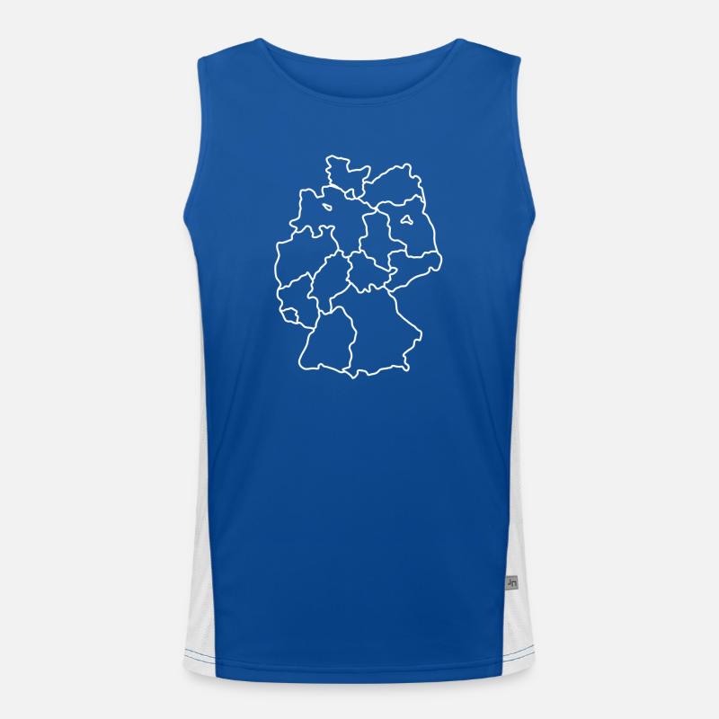 Germany Map White Hand Drawn Men's Functional Contrast Tank Top 