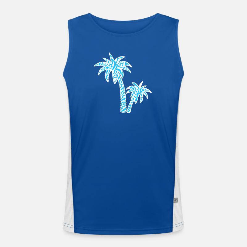 Tropic Wave Abstract Palm Design Men's Functional Contrast Tank Top 