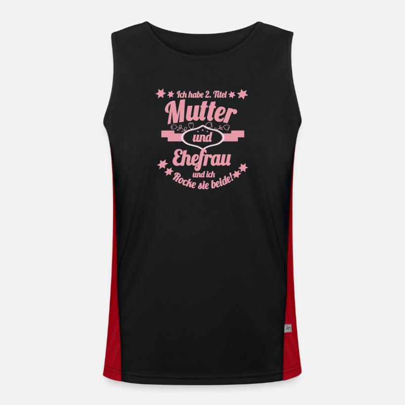Mutter und Ehefrau Lustiger Spruch Funktionelles Kontrast-Tank Top für Männer 