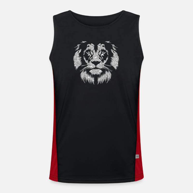 Funkelnder Löwenkopf mit Glitzereffekt Funktionelles Kontrast-Tank Top für Männer 