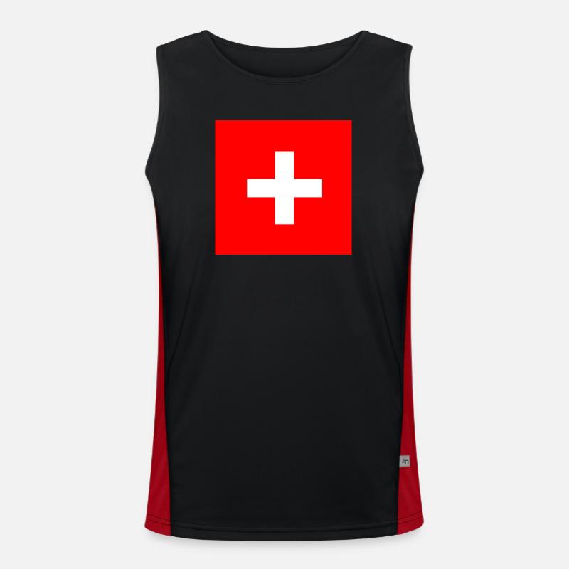 Cadeau du drapeau suisse suisse Débardeur respirant contrasté Homme 