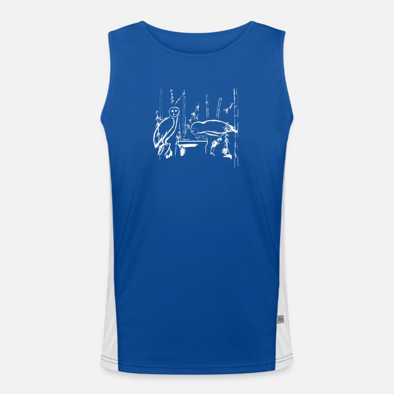 White Go Spieler Eule Funktionelles Kontrast-Tank Top für Männer 