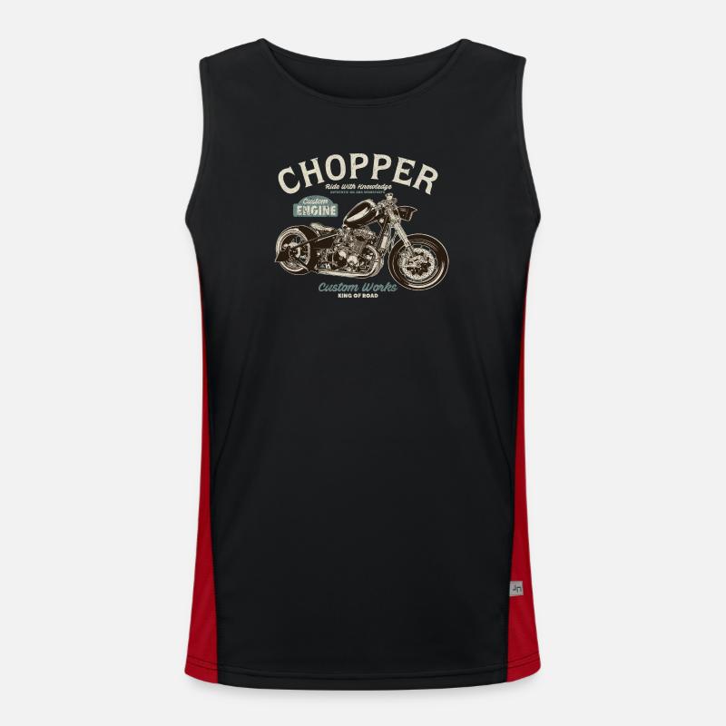Chopper Custom Engine - Funktionel kontrast tanktop til herrer  - sort/rød