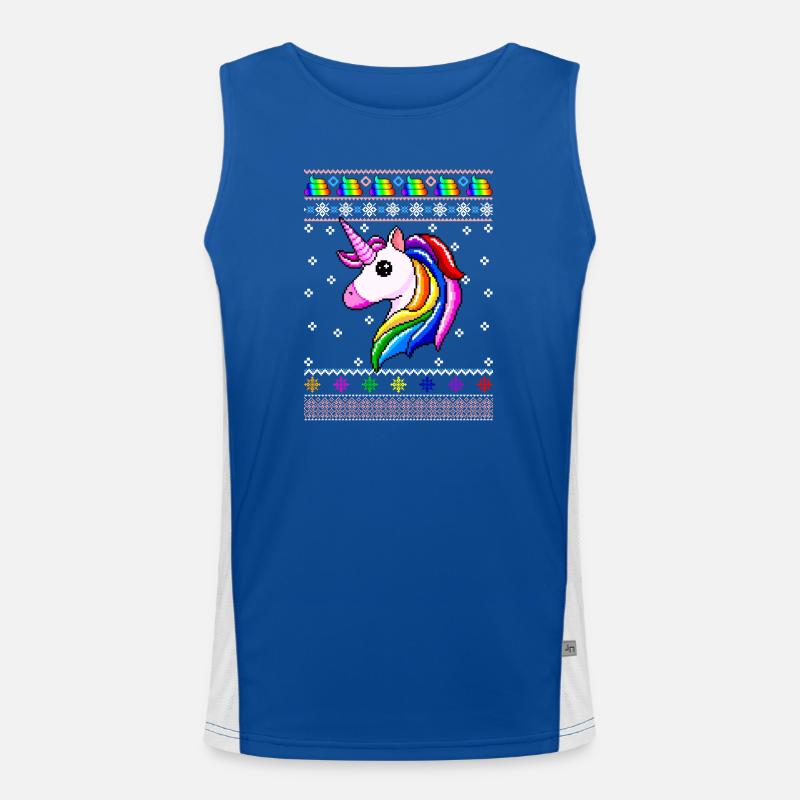 Einhorn-Weihnachten Funktionelles Kontrast-Tank Top für Männer 
