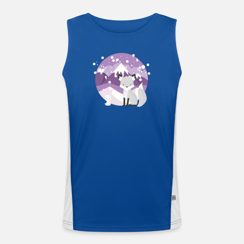 A Fox And A Little Rabbit With Mountains In The Men's Functional Contrast Tank Top 