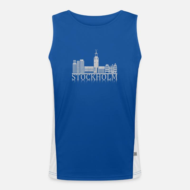 Stockholm Skyline Reflection Men's Functional Contrast Tank Top 