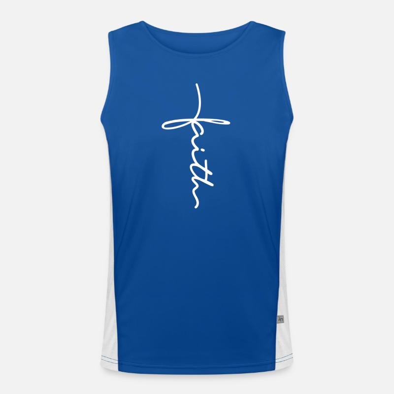 Faith Cross Script Men's Functional Contrast Tank Top 