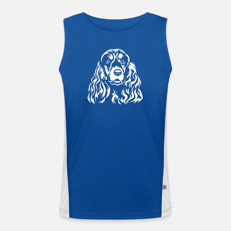 Cocker Spaniel Head "Black Edition" Men's Functional Contrast Tank Top 
