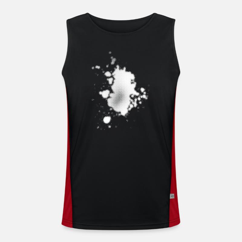 Flash, Dots Background Asymmetrical | rasterized - Men's Functional Contrast Tank Top  - black/red