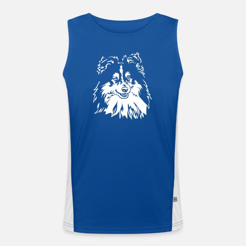 Sheltie Head "Black Edtion" Men's Functional Contrast Tank Top 