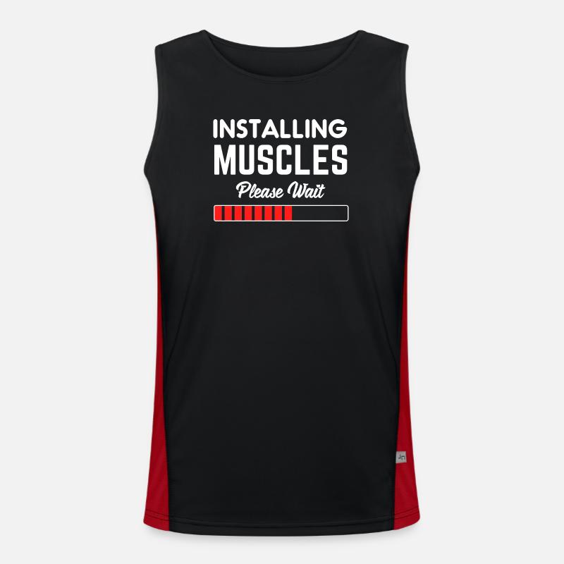 Installing Muscles Please Wait - Men's Functional Contrast Tank Top  - black/red