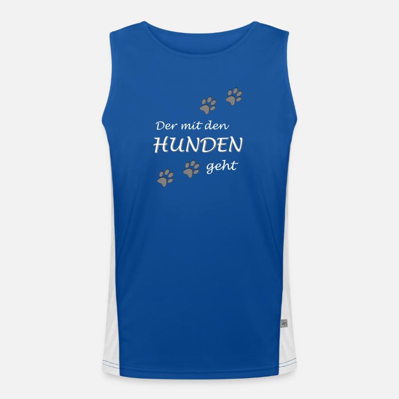 Der mit den Hunden geht Gassi Hundebesitzer Design Funktionelles Kontrast-Tank Top für Männer 