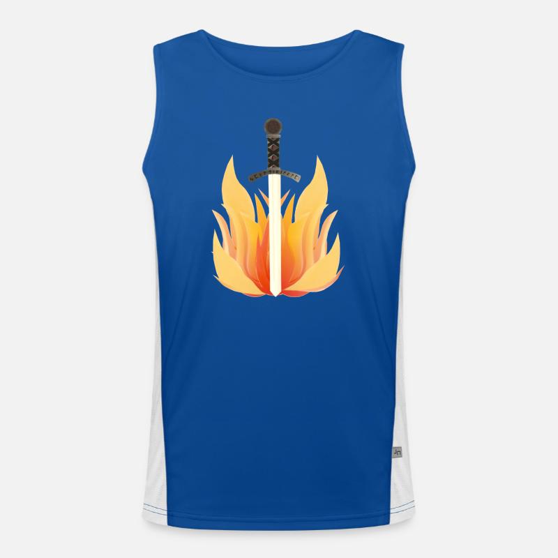 Long Sword with Flame Pattern, Fire Designs Men's Functional Contrast Tank Top 