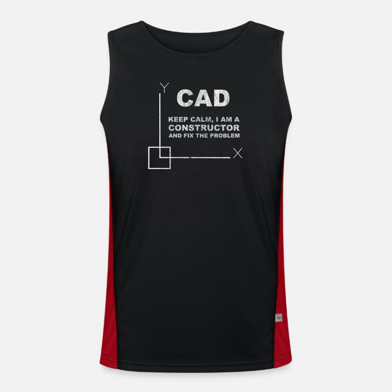CAD Keep Calm Constructor Engineering - Funktionelles Kontrast-Tank Top für Männer - Schwarz/Rot