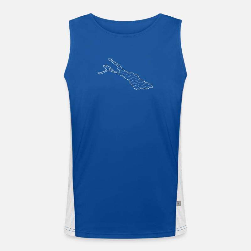 Bodensee Badeurlaub Zeichnung See Karte Funktionelles Kontrast-Tank Top für Männer 