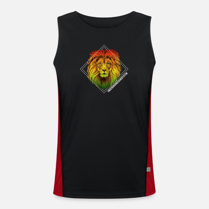 Rainbow Lion Diamond Pattern - Men's Functional Contrast Tank Top  - black/red