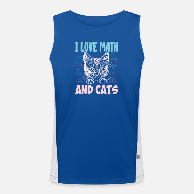 Math Kitty Cat I Love Math And Cats Math Teacher Men's Functional Contrast Tank Top 
