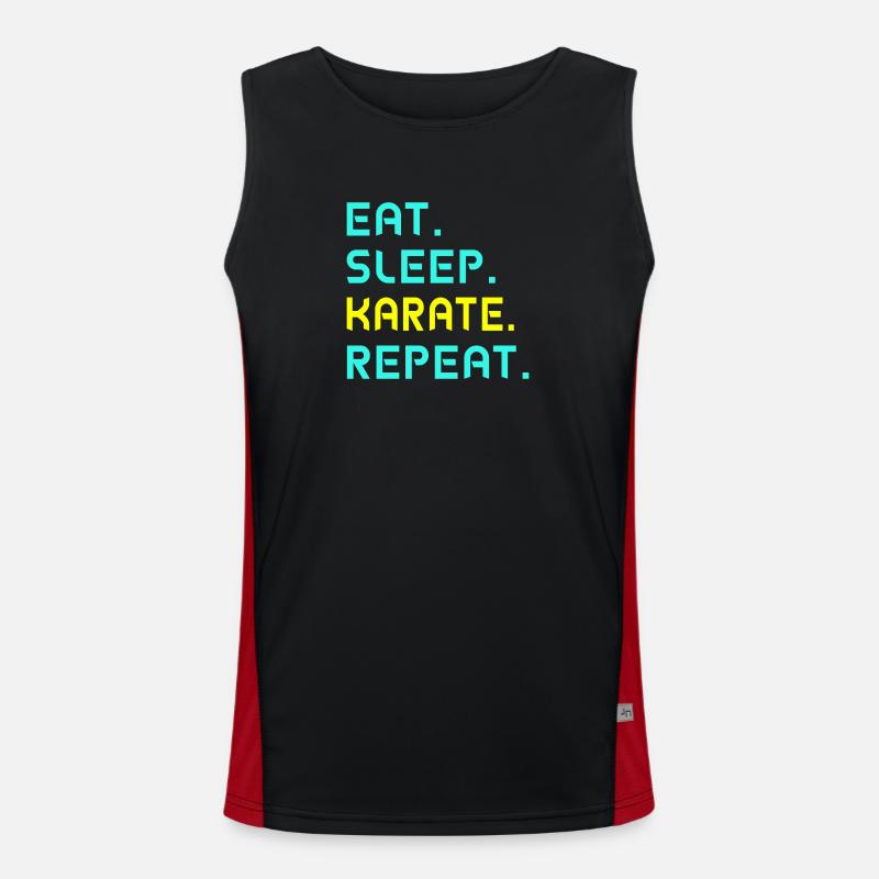 Eat. Sleep. Karate. Repeat. Funktionelles Kontrast-Tank Top für Männer 