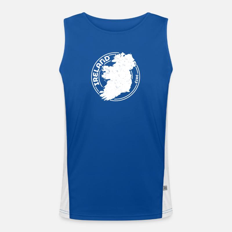 Ireland | Irish Map | Island Outline Stamp Design Men's Functional Contrast Tank Top 