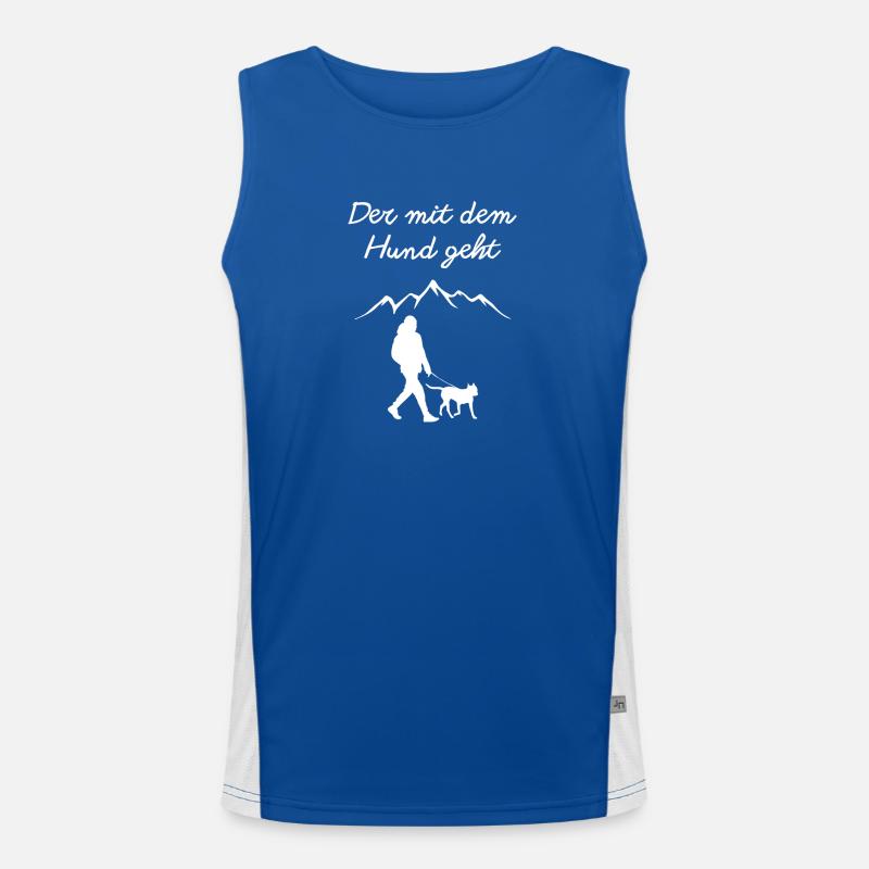 Der mit dem Hund geht Funktionelles Kontrast-Tank Top für Männer 