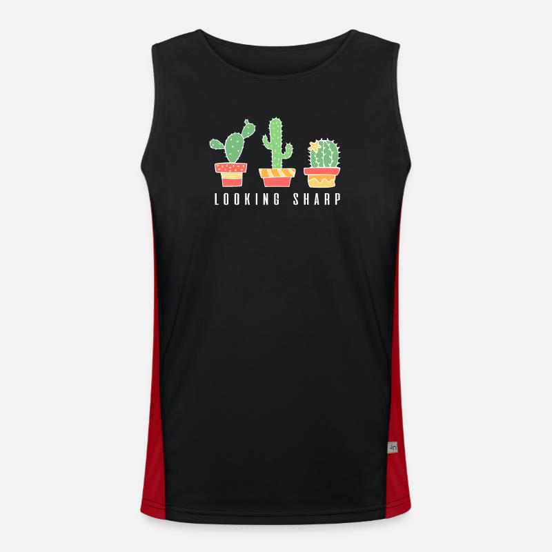 Looking Sharp Cactus - Men's Functional Contrast Tank Top  - black/red