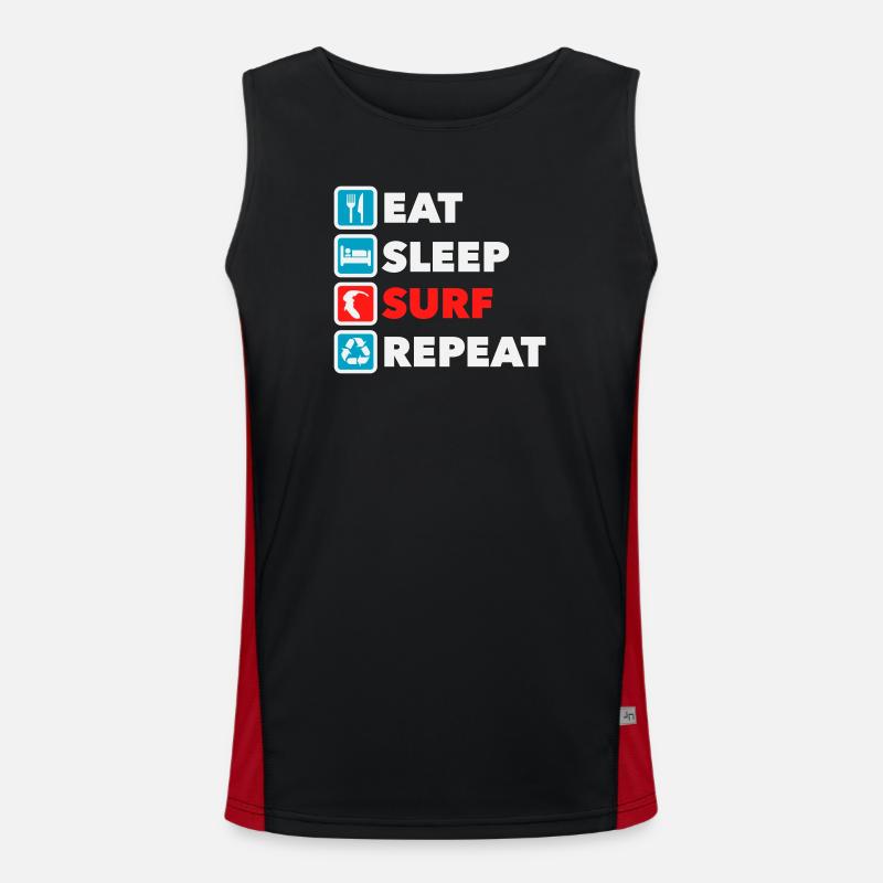 Eat Sleep Surf Repeat - Men's Functional Contrast Tank Top - black/red