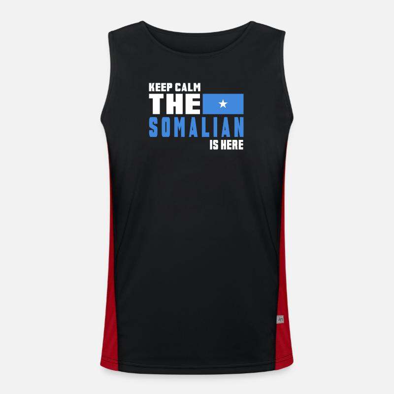 Keep calm Somalia flag design - Men's Functional Contrast Tank Top - black/red